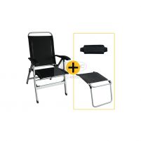 Fauteuil confort  noir + repose-jambes + repose tete noir